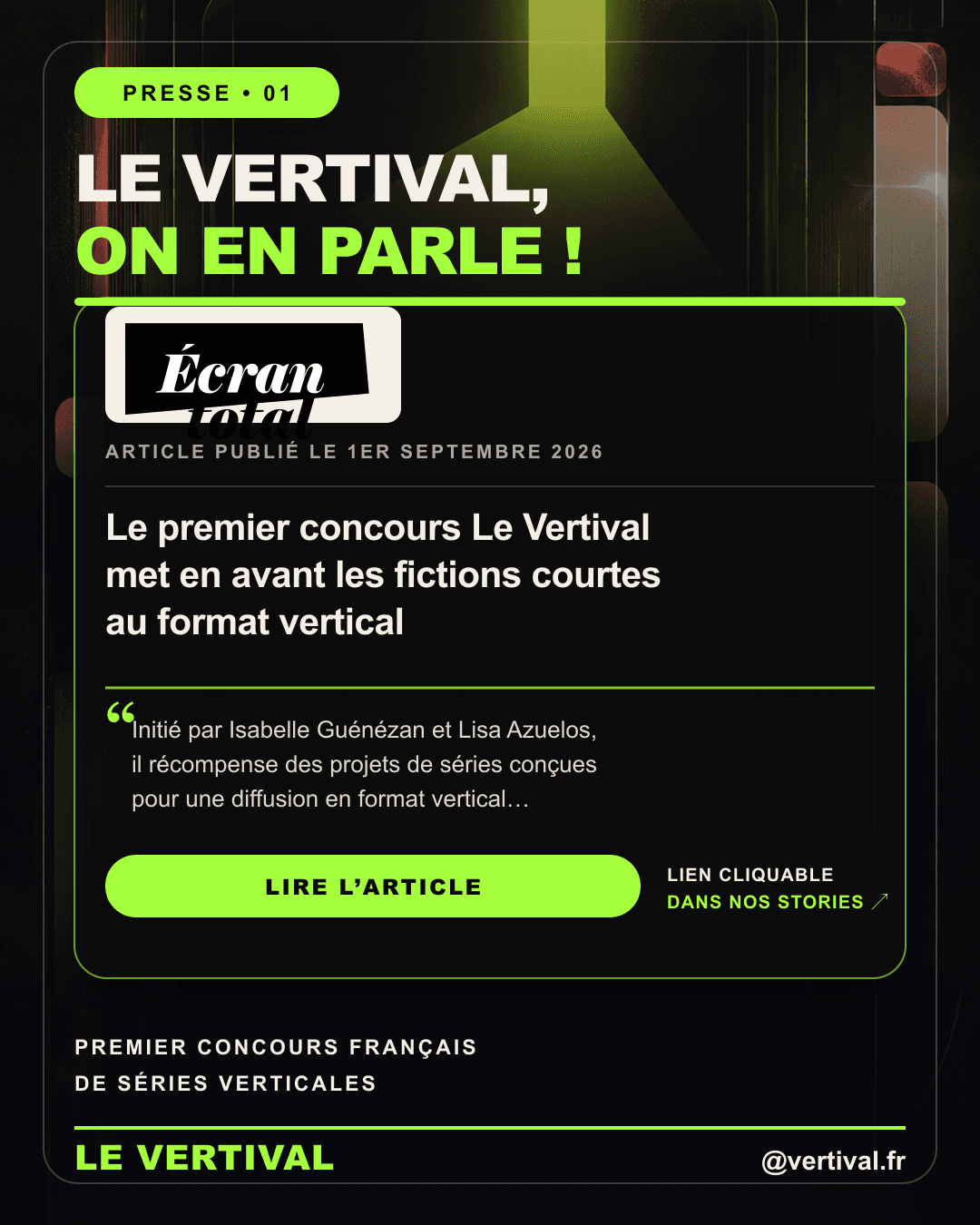 Fiche 01 — Le premier concours Le Vertival met en avant les fictions courtes au format vertical