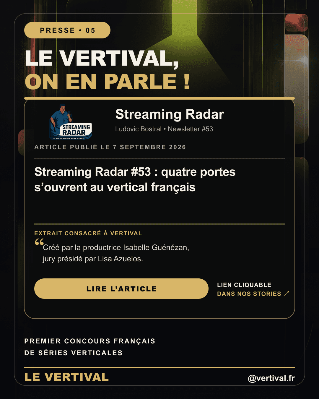 Fiche 05 — Streaming Radar #53 : quatre portes s’ouvrent au vertical français