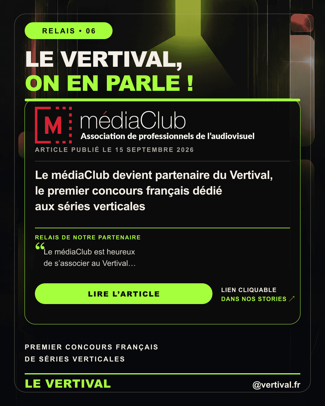 Fiche 06 — Le médiaClub devient partenaire du Vertival, le premier concours français dédié aux séries verticales